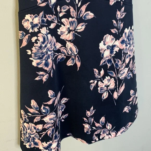 Vince Camuto navy blue pink floral scuba fit flare dress 2 - Picture 4 of 7
